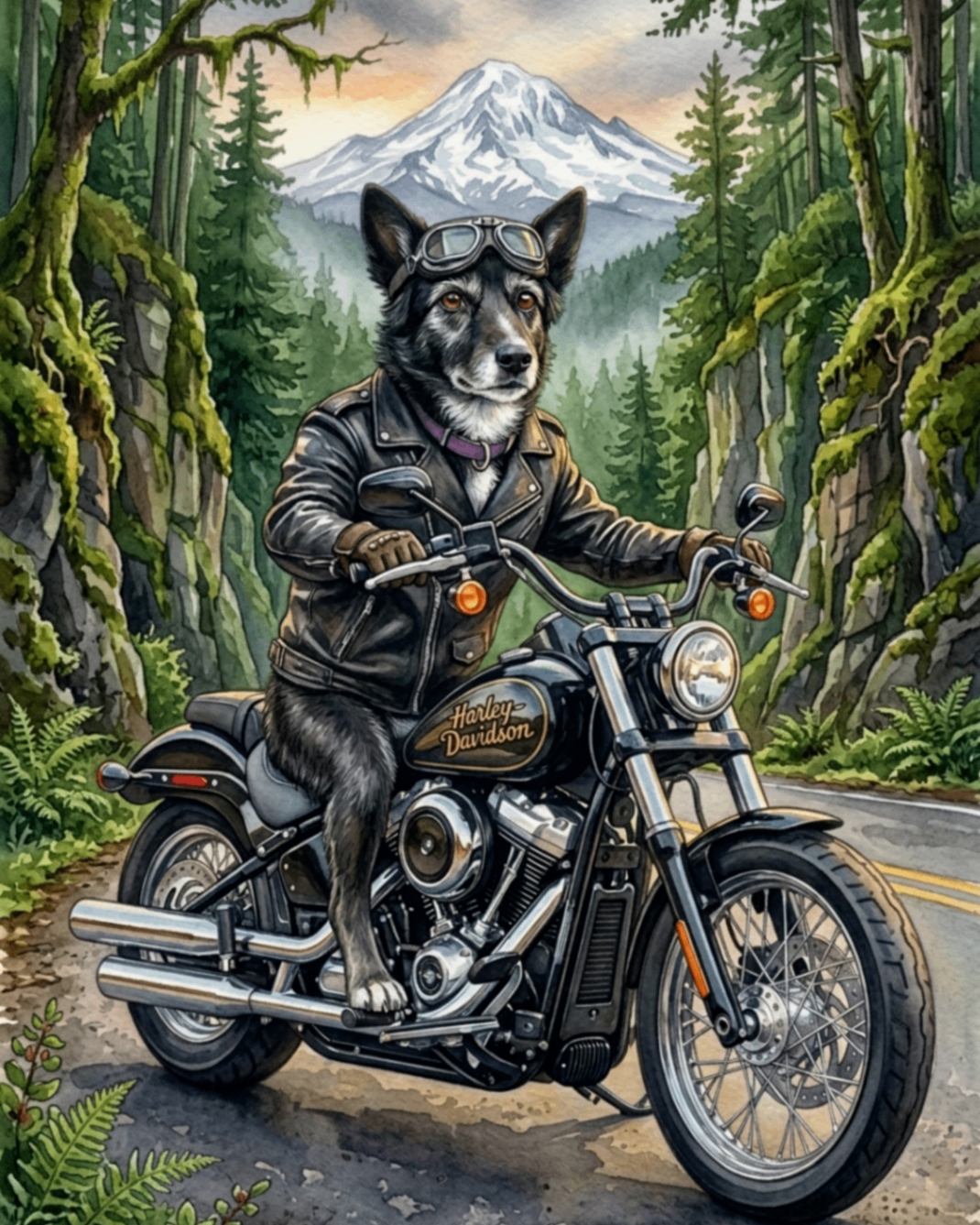 Summit Ride — pet portrait as Mountain Biker