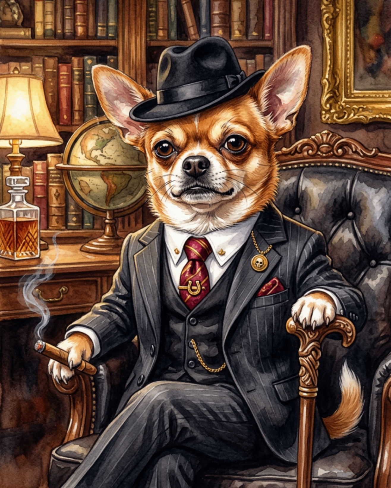 The Boss — pet portrait as Study Room Kingpin