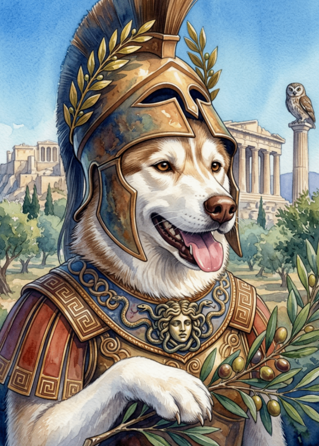 The Spartan — pet portrait as Athenian Hero